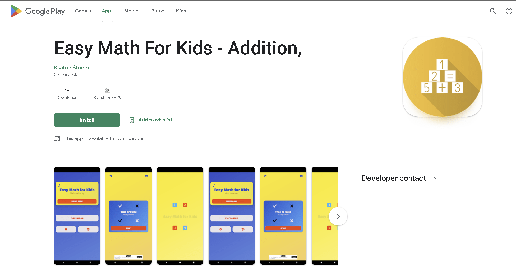 Easy Math For Kids portfolio project
