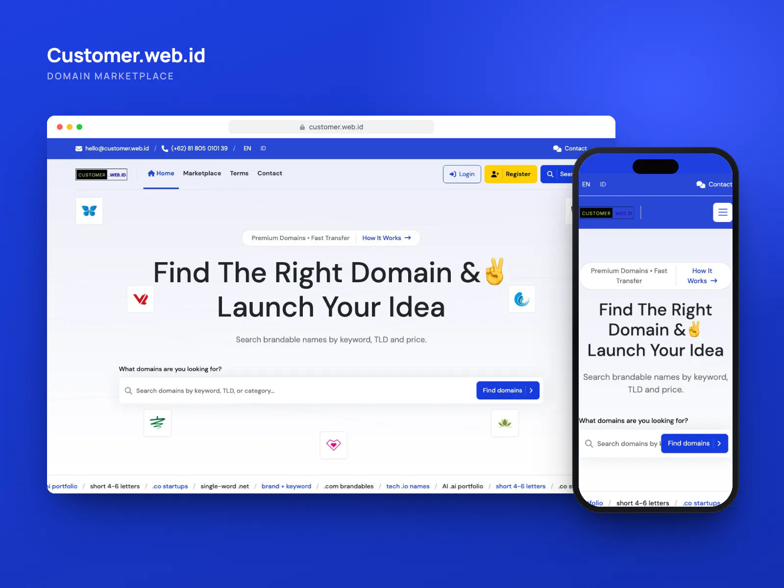 Customer Web ID: Premium Domain Marketplace portfolio project